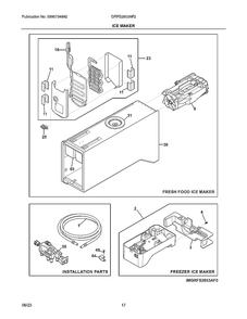 Ice Maker Diagram and Parts List for GRFS2853AF2  Electrolux Refrigerator