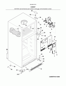 Cabinet Diagram and Parts List for 25360413710  Kenmore Refrigerator