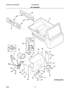 Ice Container Diagram and Parts List for FRSS2623AW6  Frigidaire Refrigerator