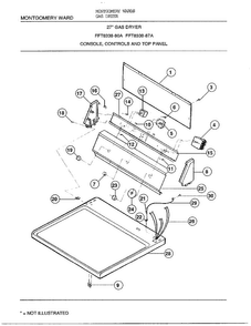 27` Console/controls/top Panel Diagram and Parts List for 8338A  Frigidaire Dryer