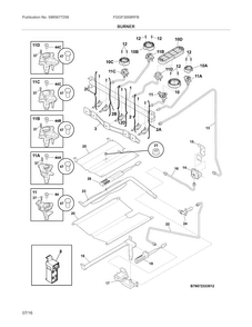 Burner Diagram and Parts List for FGGF3058RFB  Frigidaire Range