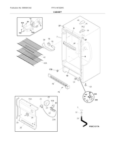 Cabinet Diagram and Parts List for FFFU14F2QWK  Frigidaire Freezer
