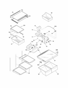Shelves Diagram and Parts List for FGUI2149PF0  Frigidaire Refrigerator