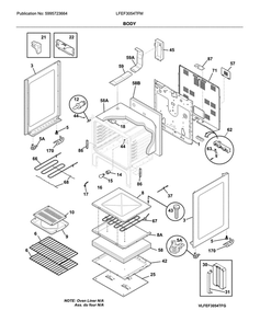 Body Diagram and Parts List for LFEF3054TFM  Frigidaire Range
