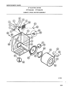 Cabinet/drum/heater Assembly Diagram and Parts List for 7308-87D  Frigidaire Dryer