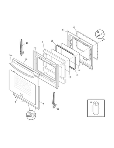 Door Diagram and Parts List for FGGF3054MBD  Frigidaire Range