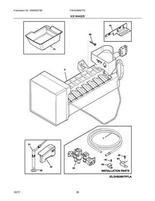 Ice Maker Diagram and Parts List for FGHN2868TF0  Frigidaire Refrigerator