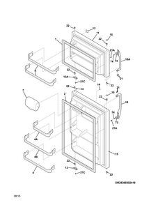 Doors Diagram and Parts List for 25370303412  Kenmore Refrigerator