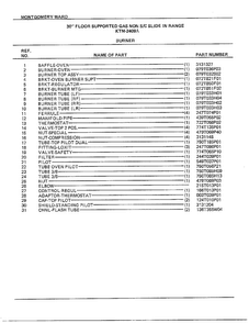 30" Floor/burner Page 2 Diagram and Parts List for 2409A  Frigidaire Range