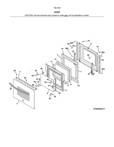 Door Diagram and Parts List for 79049402315  Kenmore Wall Oven