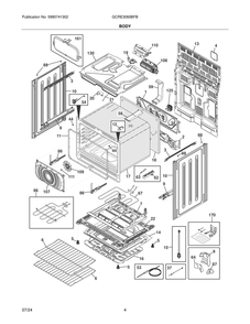 Body 1 Diagram and Parts List for GCRE3060BFB  Frigidaire Range