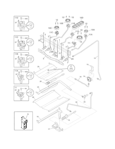 Burner Diagram and Parts List for FGGF3054MWC  Frigidaire Range