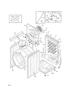 Cabinet/drum Diagram and Parts List for FASE7021NW0  Frigidaire Dryer