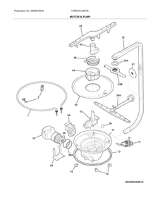 Motor & Pump Diagram and Parts List for LFBD2412SF0A  Frigidaire Dishwasher