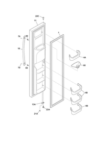 Freezer Door Diagram and Parts List for FFSC2323LP8  Frigidaire Refrigerator