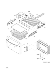 Freezer Drawer/baskets Diagram and Parts List for 25370319213  Kenmore Refrigerator