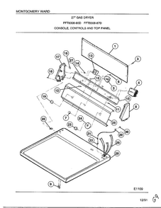 Gas Dryer-console-controls And Top Panel Diagram and Parts List for 8308-80D  Frigidaire Dryer