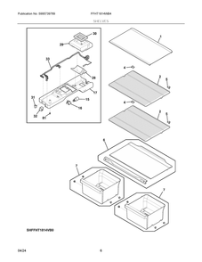 Shelves Diagram and Parts List for FFHT1814WB4  Frigidaire Refrigerator