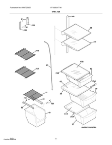 Shelves Diagram and Parts List for FFSS2625TS6  Frigidaire Refrigerator