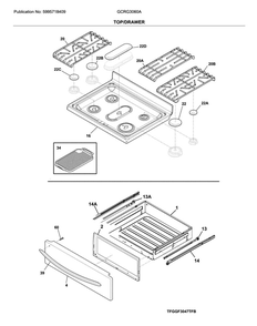 Top/Drawer Diagram and Parts List for GCRG3060ADA  Frigidaire Range