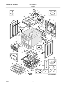 Body Diagram and Parts List for GCFG3060BFB  Frigidaire Range