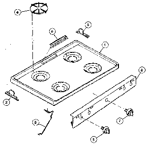 Main Top Section Diagram and Parts List for 32-1048  Tappan Range