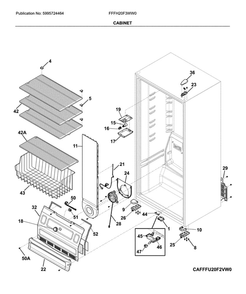 Cabinet Diagram and Parts List for FFFH20F3WW0  Frigidaire Freezer