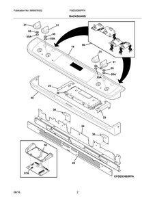 Backguard Diagram and Parts List for FGES3065PFH  Frigidaire Range