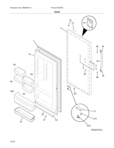 Door Diagram and Parts List for FGVU21F8QFB  Frigidaire Freezer