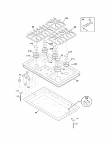 Main Top Diagram and Parts List for 79032433901  Kenmore Cooktop