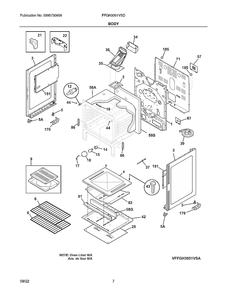 Body Diagram and Parts List for FFGH3051VSD  Frigidaire Range