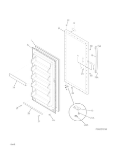 Door Diagram and Parts List for FFFH20F2QWC  Frigidaire Freezer