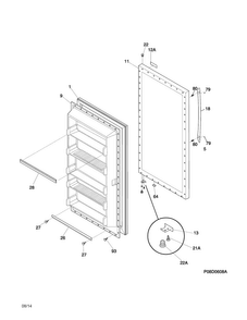 Door Diagram and Parts List for LFUH17F2NW1  Frigidaire Freezer