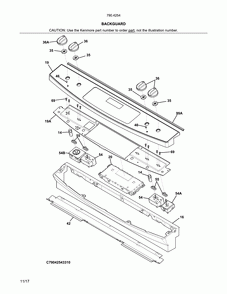 Backguard Diagram and Parts List for 79042543318  Kenmore Range