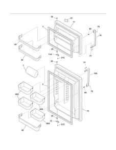 Doors Diagram and Parts List for FPHT21X2MF0  Frigidaire Refrigerator