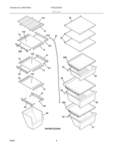 Shelves Diagram and Parts List for FRSC2333AS7  Frigidaire Refrigerator