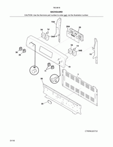 Backguard Diagram and Parts List for 79096189711  Kenmore Range