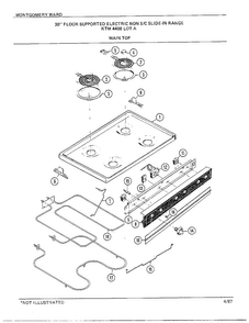 30" Floor/main Top Diagram and Parts List for 4408C  Frigidaire Range