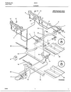 Burner Diagram and Parts List for 284440B  Frigidaire Range