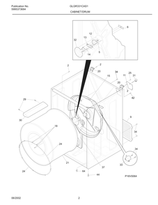 Cabinet/Drum Diagram and Parts List for GLGR331CAS1  Frigidaire Dryer
