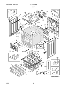 Body 1 Diagram and Parts List for GCFI3060BFB  Frigidaire Range