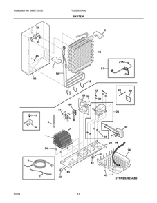 System Diagram and Parts List for FRSS2633AS0  Frigidaire Refrigerator
