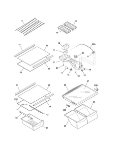 Shelves Diagram and Parts List for 25363212016  Kenmore Refrigerator