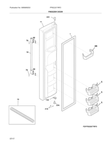 Freezer Door Diagram and Parts List for FPSC2277RF2  Frigidaire Refrigerator