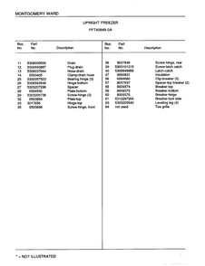 Upright Freezer Page 4 Diagram and Parts List for 40849A  Frigidaire Freezer