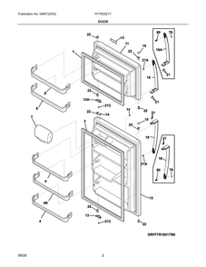 Door Diagram and Parts List for FFTR2021TB6  Frigidaire Refrigerator