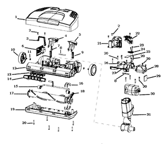 Power Head Diagram and Parts List for EL4300A  Electrolux Canister Vacuum