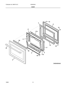 Door Diagram and Parts List for 40540544A  Frigidaire Wall Oven