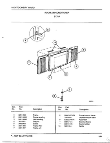 Room Air Conditioner Page 5 Diagram and Parts List for 5178A  Frigidaire Air Conditioner