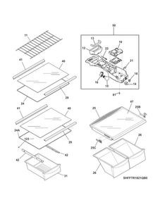 Shelves Diagram and Parts List for FFHT1821QB1  Frigidaire Refrigerator